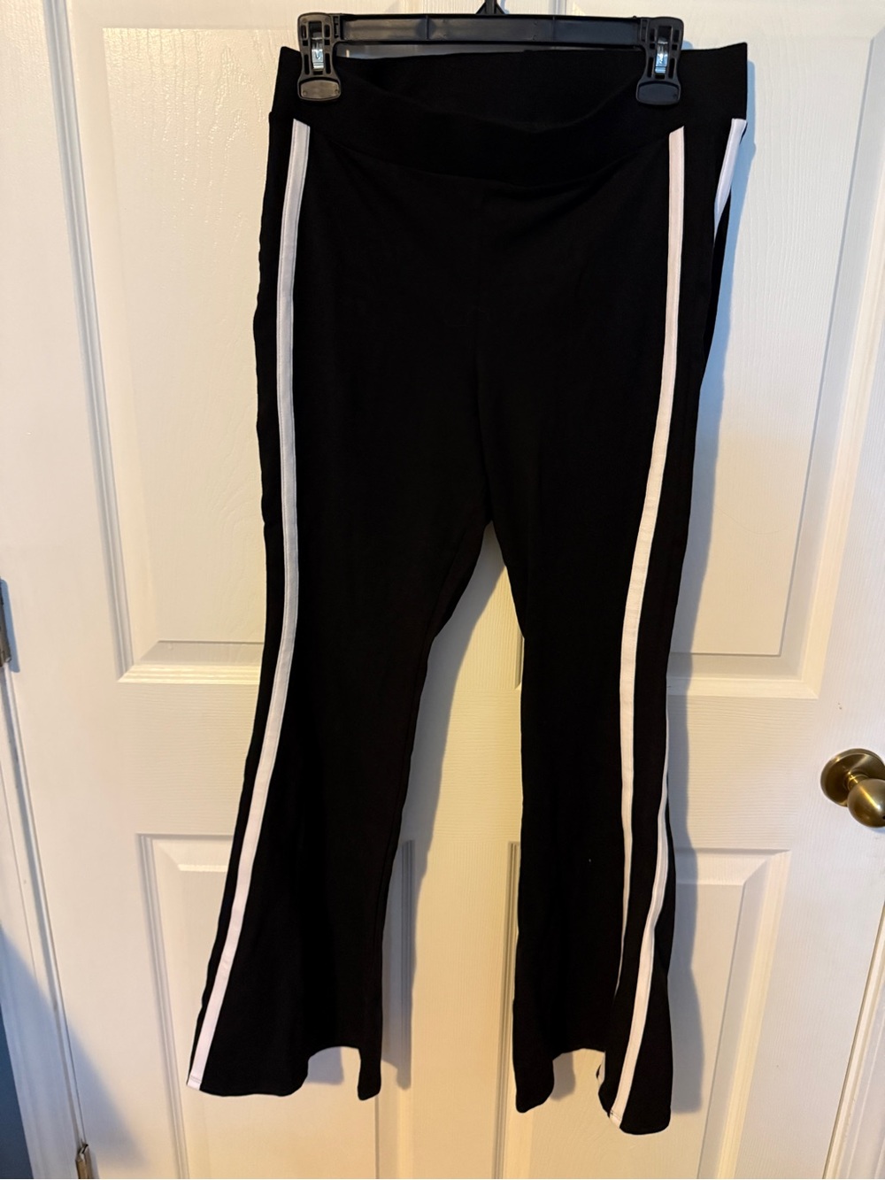 torrid Black Leggings with White Side Stripes - Flared Hem